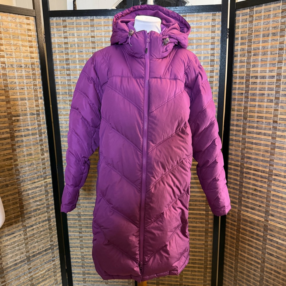Cabela's Goose Down Puffer Parka Women 2XL Purple 650 Fill Quilted Long Jacket